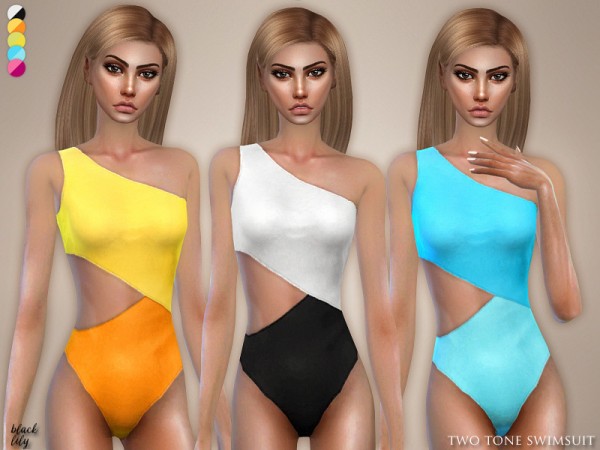  The Sims Resource: Two Tone Swimsuit by Black Lily