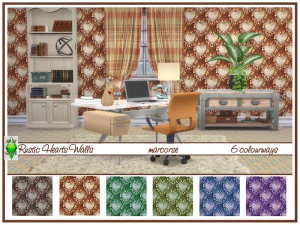  The Sims Resource: Rustic Hearts Walls by marcorse