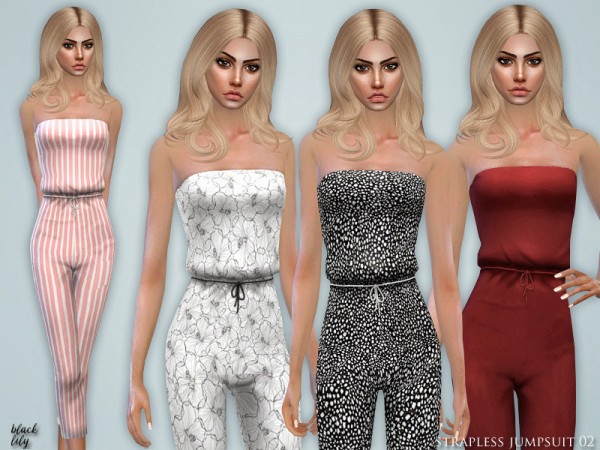  The Sims Resource: Strapless Jumpsuit 02 by Black Lily
