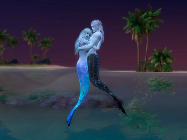  The Sims Resource: Couple pose   mermaids by LeaIllai