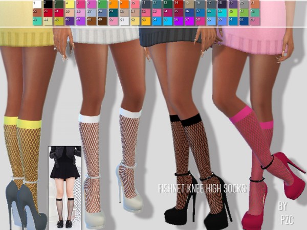  The Sims Resource: Summer Fishnet Knee High Socks by Pinkzombiecupcakes