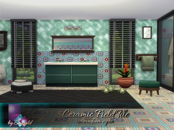  The Sims Resource: Ceramic Field Tile in medium cyan by emerald
