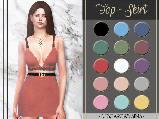  Descargas Sims: Top and Skirt