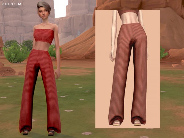 The Sims Resource: Knitted Loose Pants by ChloeMMM