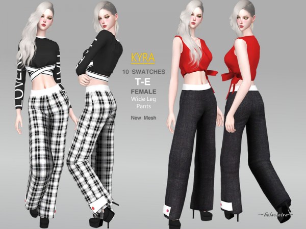  The Sims Resource: KYRA  Wide leg pants by Helsoseira