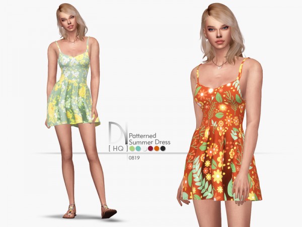  The Sims Resource: Patterned Summer Dress by DarkNighTt