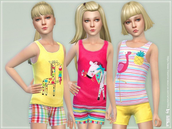  The Sims Resource: Summer Print Top and Shorts 08 by lillka