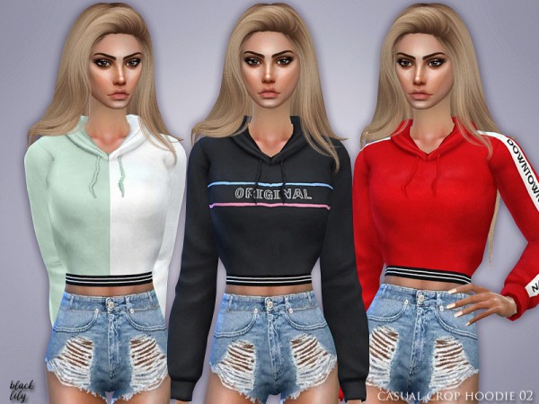  The Sims Resource: Casual Crop Hoodie 02 by Black Lily