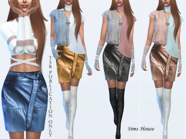  The Sims Resource: Leather skirt short by Sims House