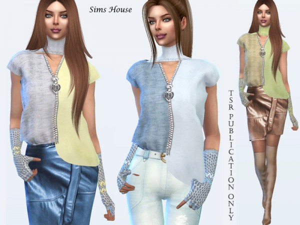 The Sims Resource: Blouse with zippers and mitts by Sims House