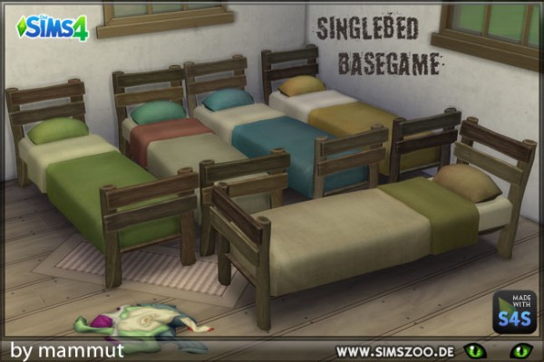 Blackys Sims 4 Zoo: Wooden bed simple v2 by mammut