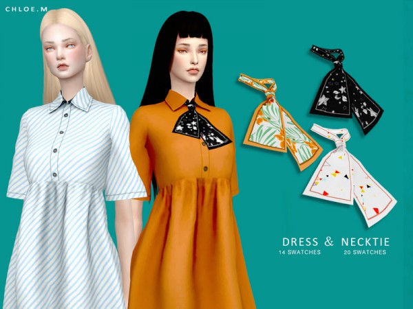  The Sims Resource: Dress and Necktie by ChloeMMM