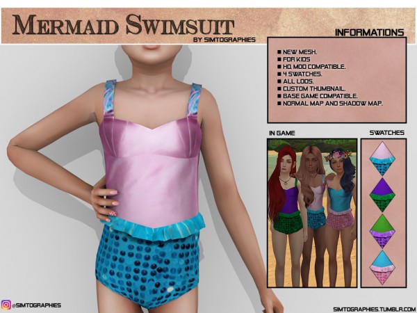  Simtographies: Mermaid Swimsuit for kids