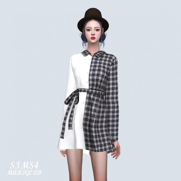  SIMS4 Marigold: Lovely Shirts Mini Dress