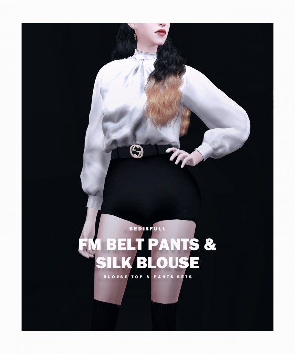  Lemon: Belt pants and silk blouse