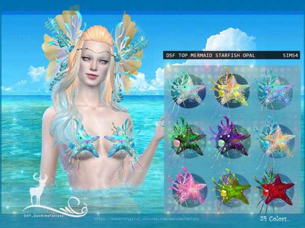  The Sims Resource: Top Mermaid Starfish Oval by DanSimsFantasy