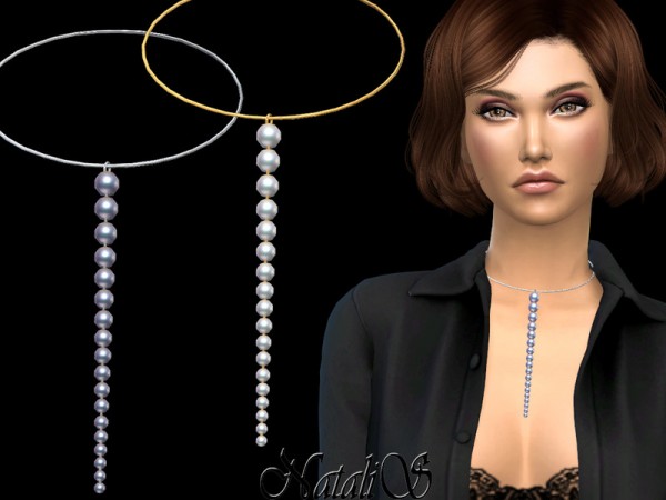  The Sims Resource: Graduated pearl chain choker by NataliS