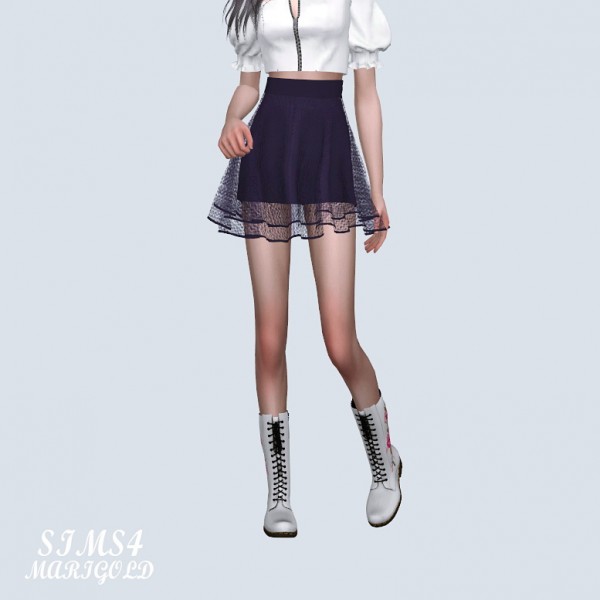  SIMS4 Marigold: Mesh See through Flare Mini Skirt