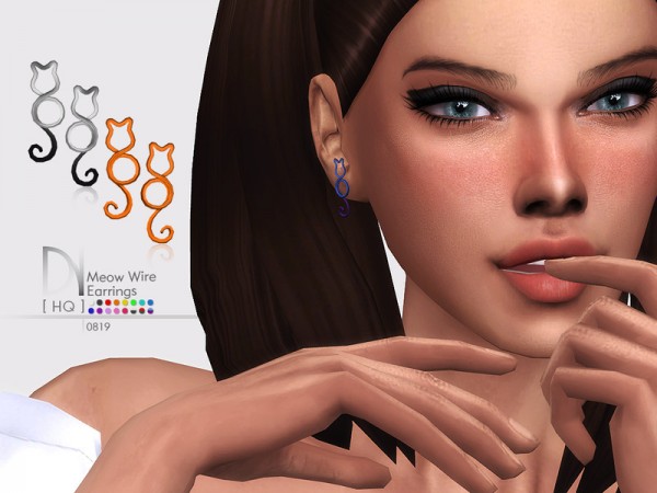 The Sims Resource: Meow Wire Earrings by DarkNighTt