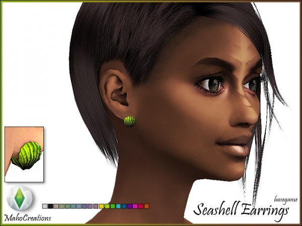  The Sims Resource: Seashell Earrings by MahoCreations