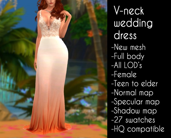 Lazyeyelids: V neck wedding dress