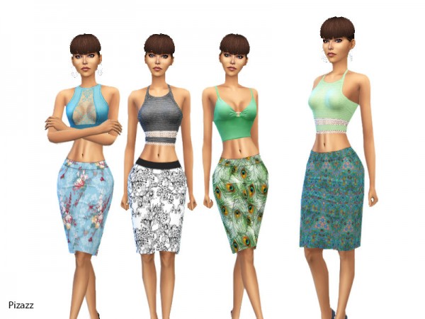  The Sims Resource: Ladies Printed Skirts by pizazz