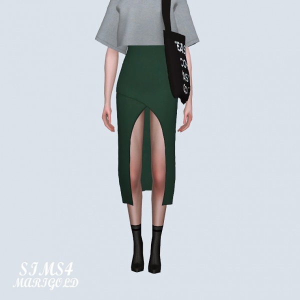 SIMS4 Marigold: Unbalance Tulip Long Skirt