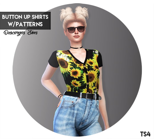  Descargas Sims: Button Up Shirts With Patterns