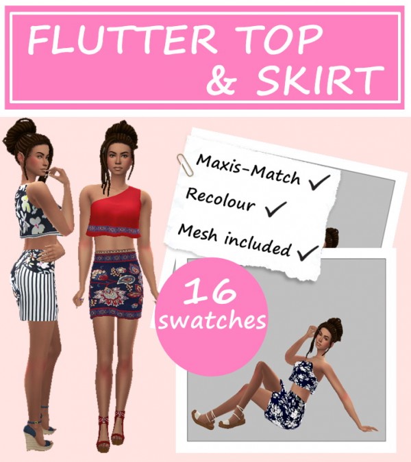  Sims 4 Sue: Flutter top and skirt