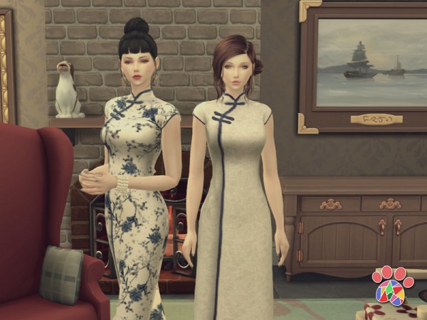 The Sims Resource: Su Chinese Cheongsam Clothing by Arltos • Sims 4