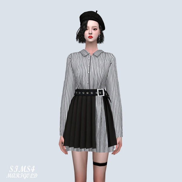  SIMS4 Marigold: Shirts With Pleats Skirt