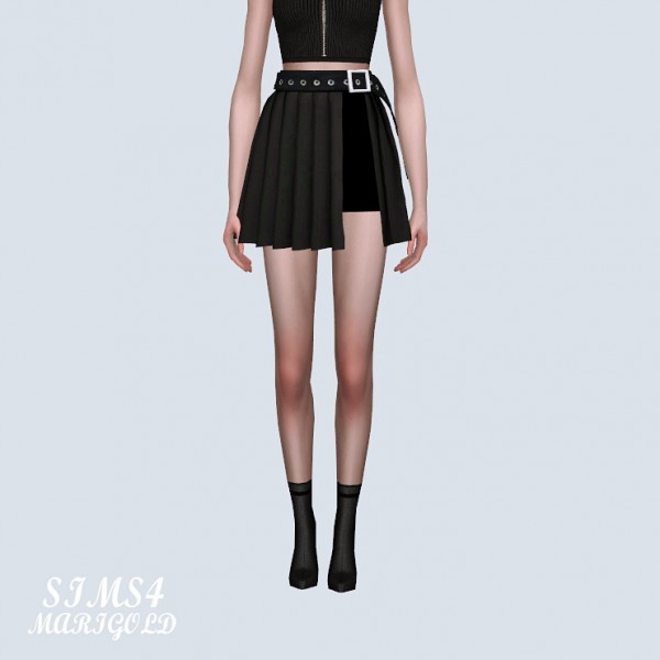  SIMS4 Marigold: Layered Pleats Skirt With Shorts