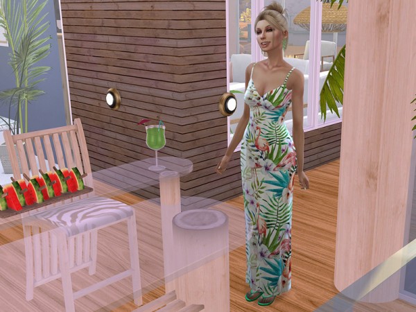  The Sims Resource: Tropical Flamingo Maxi Dress by neinahpets