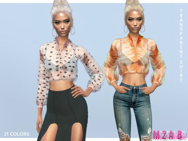 The Sims Resource 385 Transparent Shirt With Ballon Sleeves By