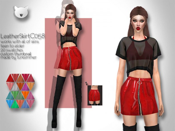  The Sims Resource: Leather Skirt C058 by turksimmer