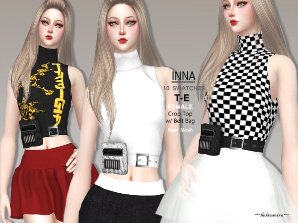  The Sims Resource: INNA   Crop Top with Belt Bag by Helsoseira