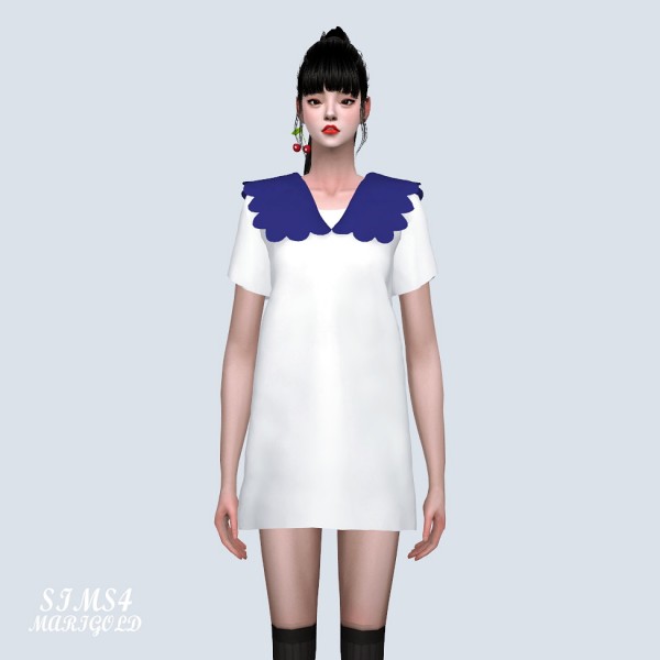  SIMS4 Marigold: Scallop Collar Mini Dress