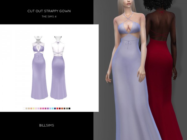  The Sims Resource: Cut Out Strappy Gown by Bill Sims