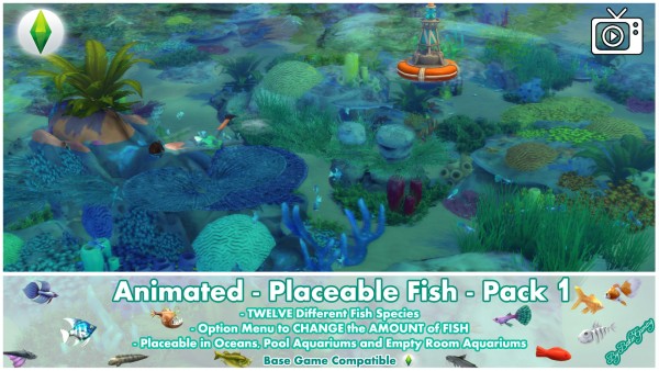  Mod The Sims: Animated   Placeable Fish   Pack 1 by Bakie