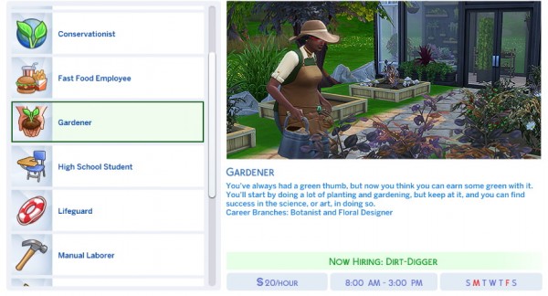  Mod The Sims: Gardener Career for Teens by sophie006