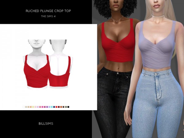  The Sims Resource: Ruched Plunge Crop Top by Bill Sims