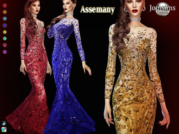  The Sims Resource: Assemany high fashion dress by jomsims