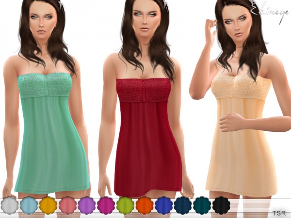 The Sims Resource: Smocked Strapless Dress by ekinege