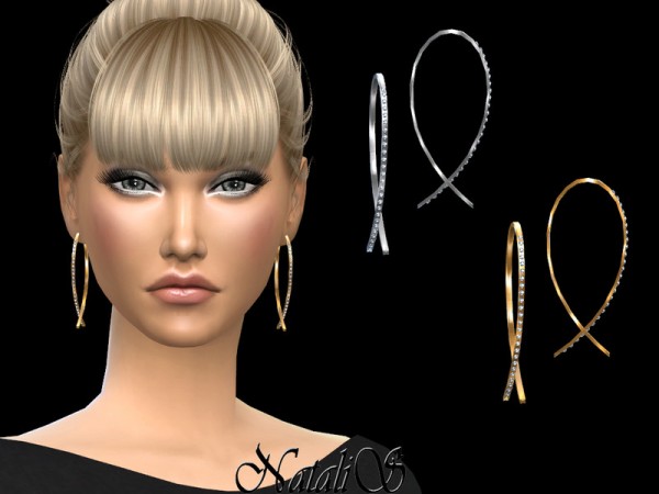  The Sims Resource: Upside down hoop earrings with crystals by NataliS