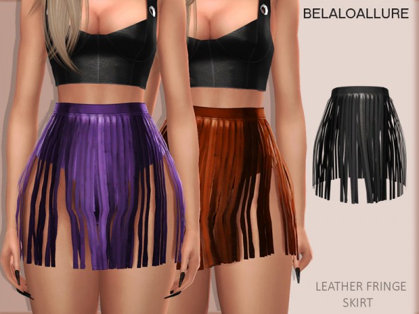  The Sims Resource: Leather fringe skirt by belal1997