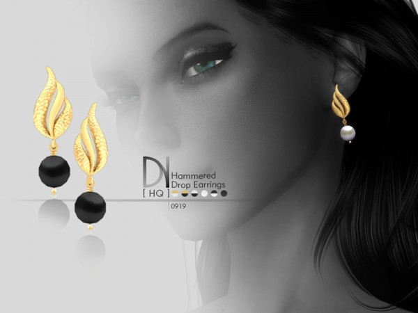  The Sims Resource: Hammered Drop Earrings by DarkNighTt