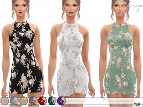  The Sims Resource: Floral Embroidered Mini Dress by ekinege
