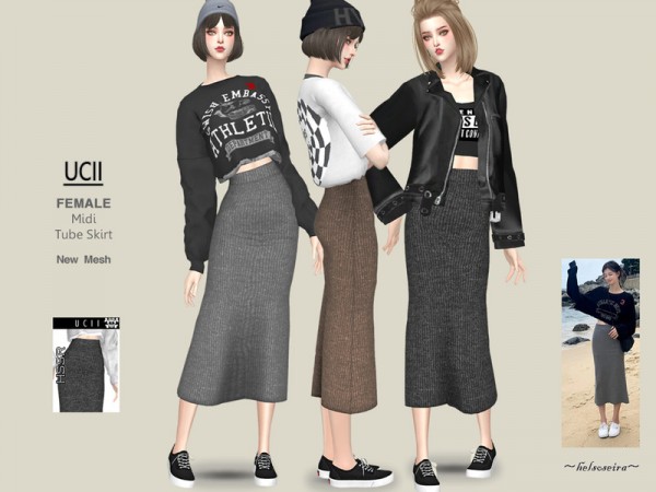  The Sims Resource: UCII   Tube Midi Skirt by Helsoseira