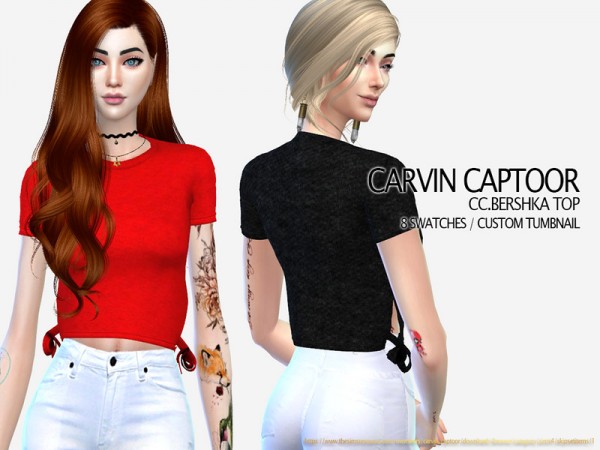 The Sims Resource: Bershka Top by carvin captoor • Sims 4 Downloads