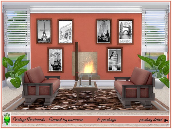  The Sims Resource: Vintage Postcards   Framed by marcorse